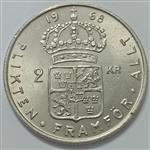 سکه خارجی کلکسیونی ۲ کرون سوئد ۱۹۶۸ ( کیفیت بانکی)