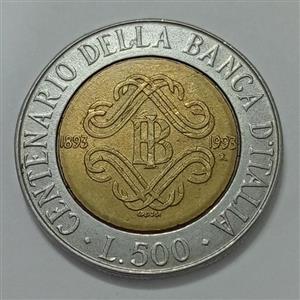 سکه خارجی ۵۰۰ لیره یادبودی ایتالیا ۱۹۹۳ 