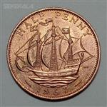 سکه کلکسیونی نیم پنی انگلیس ۱۹۶۷ ملکه الیزابت (کیفیت بانکی)