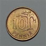 سکه کلکسیونی ۱۰ پنیا فنلاند ۱۹۸۰ (کیفیت بانکی)