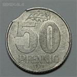سکه کلکسیونی ارور (پولک ناقص) ۵۰ فنیگ آلمان شرقی ۱۹۷۱ (نایاب و دیده نشده)
