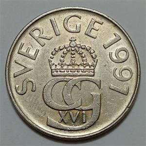 سکه خارجی ۵ کرون سوئد ۱۹۹۱ 