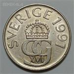 سکه خارجی ۵ کرون سوئد ۱۹۹۱