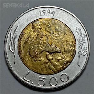 سکه کلکسیونی ۵۰۰ لیره دوفلزی سان مارینو ۱۹۹۴ (بسیار کمیاب) 