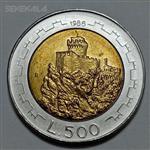 سکه کلکسیونی ۵۰۰ لیره دوفلزی سان مارینو ۱۹۸۸ (بسیار کمیاب)