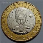 سکه کلکسیونی ۱۰۰۰ لیره دوفلزی سان مارینو ۱۹۹۸ (بسیار کمیاب)