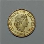 سکه کلکسیونی ۵ راپن سوئیس ۱۹۸۷ (برنز)(کیفیت بانکی)