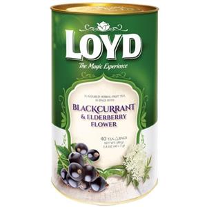 دمنوش گیاهی لوید مدل انگور فرنگی سیاه و گل اقطی مقدار 80 گرمی