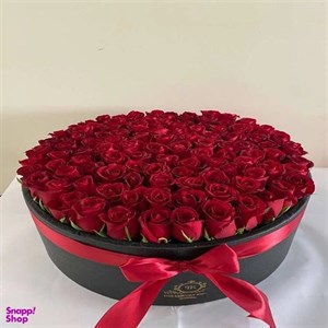 باکس گل 100 شاخه رز قرمز (ارسال فوری گل)