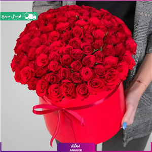 باکس گل 100 شاخه رز قرمز (ارسال فوری گل)