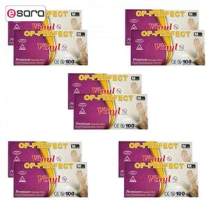 دستکش یکبار مصرف ونیل مدل او پی پرفکت سایز متوسط ده بسته 100 عددی