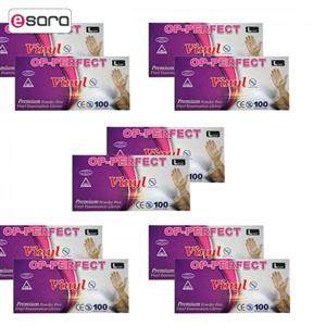 دستکش یکبار مصرف ونیل مدل او پی پرفکت سایز بزرگ ده بسته 100 عددی