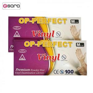 دستکش یکبار مصرف او پی پرفکت مدل Vinyl M دو بسته 100 عددی