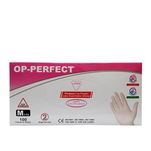 دستکش یکبار مصرف کم پودر مدل OP-PERFECT بسته 100 عددی سایز متوسط