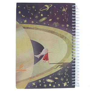 دفترچه یادداشت سیمی کد 3501 طرح دختر و منظومه شمسی کینگ KING