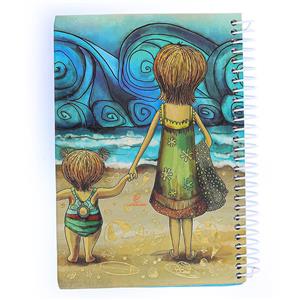 دفترچه یادداشت سیمی کد 3501 طرح مادر و کودک در ساحل کینگ KING 