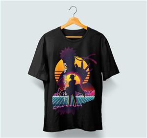 تی شرت با طرح انیمه ناروتو Naruto Uzumaki In Matrix