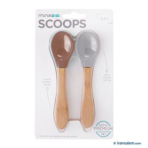 قاشق دسته چوبی کودک مینیک اوی اوی (2 عددی)