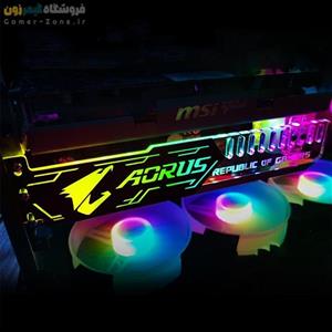 براکت و استند افقی کارت گرافیک طرح ROG/Aorus کول مون مدل Coolmoon ARGB Horizental GPU Support Bracket/Stand