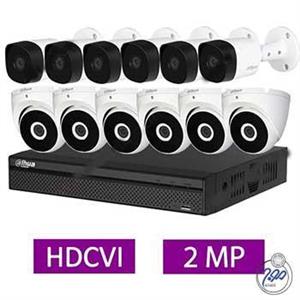 پکیج کامل 12 دوربین مدار بسته داهوا 2 مگاپیکسل با بدنه فلزی HDCVI