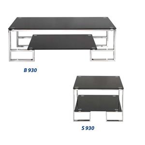 میز جلو مبلی ۲طبقه شیشه مشکی سکوریت ۱۰میل پایه استیل )130×6۰×44مدل B930 راحتیران 