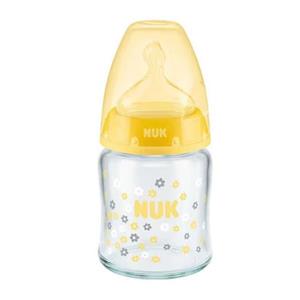 شیشه شیر ناک NUK طرح گل زرد ظرفیت 120 میلی لیتر