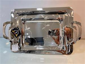 سینی استیل وارداتی 2 سایز مستطیل یونی هوم مدل C-yh04