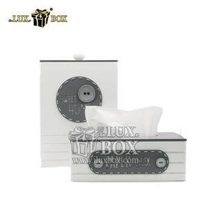 ست جعبه دستمال کاغذی و سطل آشغال چوبی اقتصادی لوکس باکس کد LBS833-WG