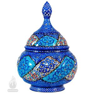 قندان میناکاری کاظمی قطر 11 سانتی متر 1 