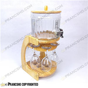 کلمن بار شیشه ای 6 نفره طرح هایکا کوتاه با گیلاس (جام) و شات شیشه ساده