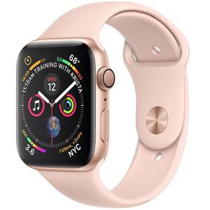 ساعت هوشمند اپل واچ سری 4 مدل 44 میلی متری با بند صورتی و بدنه آلومینیومی طلایی Apple Watch Series 4 44mm gold Aluminum with Case pink Sport Band