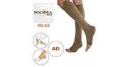 جوراب واریس زیر زانو ریلکس سولیدا ایتالیا Solidea Relax AD - کلاس فشار دو - پنجه بسته - رنگ کرم