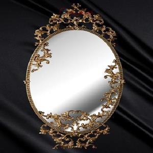 آینه گرد دیواری با طراحی شیک و آنتیک و بدنه آلیاژ