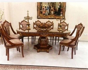 میز ناهار خوری 8 نفره و معرق کاری شده طراحی شیک و آنتیک 