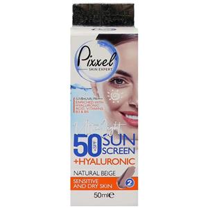 کرم ضدآفتاب بژ طبیعی SPF 50 پوست خشک وحساس پیکسل