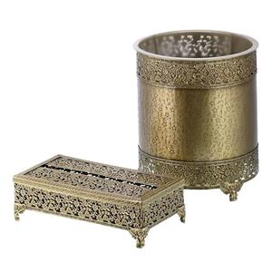 سطل و جا دستمال کاغذی فلزی آنتیک کد 07