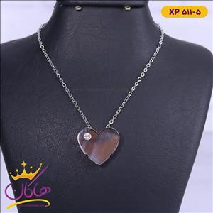 گردنبند استیل زنانه اویز قلب ساده تک نگین | کد XP 511/5