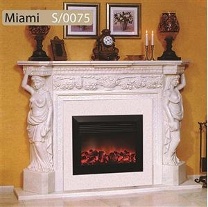 شومینه فریم سنگ حک شده کد 75 کلاسیک برقی