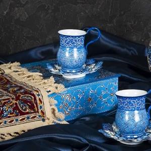 فنجان و نعلبکی میناکاری  مس