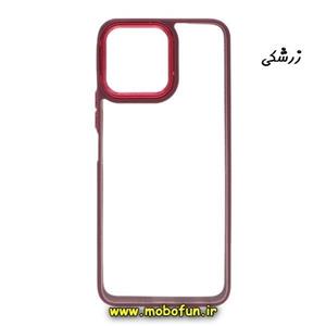 قاب گوشی Honor X6 4G - Honor X8 5G آنر اورجینال متال کیس Metal طرح پشت طلق شفاف دور سیلیکونی زرشکی کد 129
