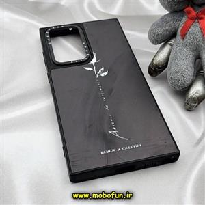 قاب گوشی Galaxy S22 Ultra سامسونگ پشت گلس آینه ای اورجینال CASETIFY طرح رز سفید من محافظ لنزدار مشکی کد 355