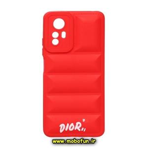 قاب گوشی Redmi Note 12S شیائومی سیلیکون ژله ای پافر PC زیر بسته محافظ لنز دار طرح دیور DIOR رنگ قرمز کد 54