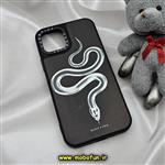 قاب گوشی iPhone 11 Pro آیفون پشت گلس آینه ای اورجینال CASETIFY طرح مار SNAKE محافظ لنزدار مشکی کد 473