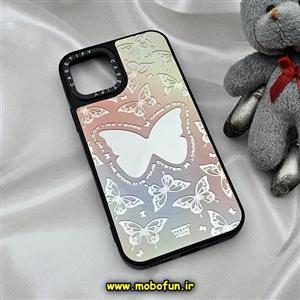 قاب گوشی iPhone 11 Pro آیفون پشت گلس آینه ای اورجینال CASETIFY طرح پروانه کیوت محافظ لنزدار مشکی کد 476