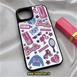 قاب گوشی iPhone 13 14 آیفون پشت گلس آینه ای اورجینال CASETIFY طرح باربی Barbie محافظ لنزدار مشکی کد 514 