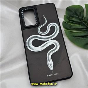 قاب گوشی Galaxy A72 سامسونگ پشت گلس آینه ای اورجینال CASETIFY طرح مار SNAKE محافظ لنزدار مشکی کد 525