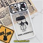 قاب گوشی iPhone 14 آیفون فانتزی دو تکه اورجینال Unique Case طرح کارل لاجرفلد KARL LAGERFELD محافظ لنز دار کد 89