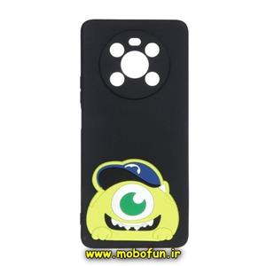 قاب گوشی Honor X9 4G آنر طرح سیلیکونی ژله ای سه بعدی برجسته کارخانه هیولاها محافظ لنز دار مشکی کد 17