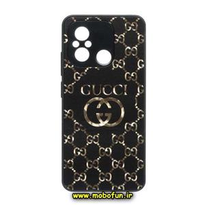 قاب گوشی Redmi 12C - Poco C55 - Redmi 11A شیائومی لاکچری دیزاین گوچی GUCCI محافظ لنزدار مشکی کد 170