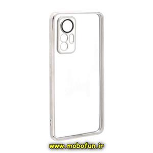 قاب گوشی Redmi Note 12S شیائومی طرح الکتروپلیتینگ ژله ای شفاف اورجینال یونیک کیس Unique Case محافظ لنز دار نقره ای کد 91